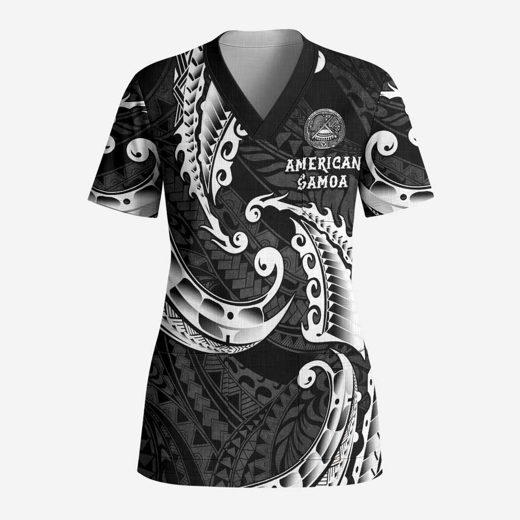 AAPI Heritage Month Scrub Top American Samoa Polynesian Tribal Wave - Polynesian Pride