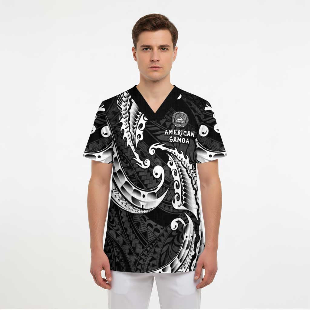 AAPI Heritage Month Scrub Top American Samoa Polynesian Tribal Wave - Polynesian Pride