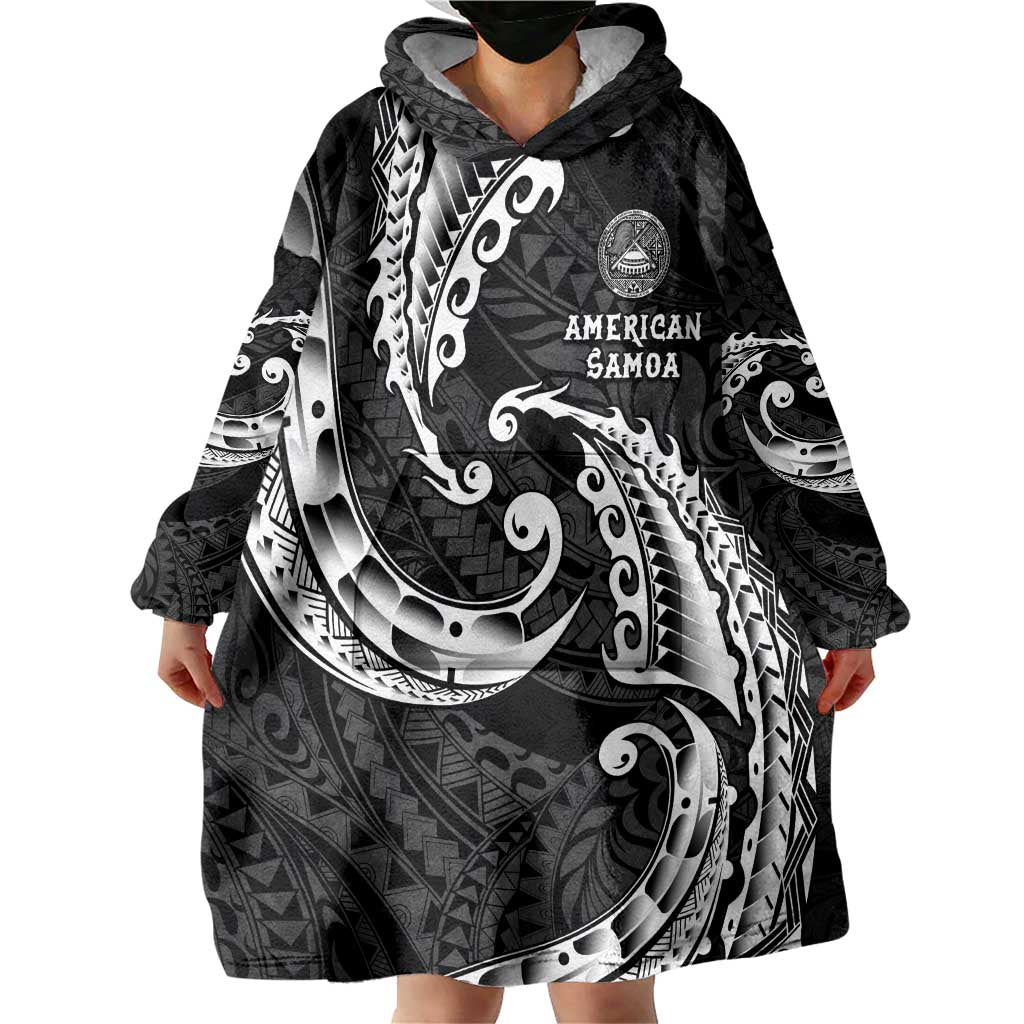 AAPI Heritage Month Wearable Blanket Hoodie American Samoa Polynesian Tribal Wave