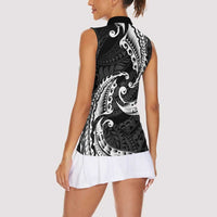 AAPI Heritage Month Women Sleeveless Polo Shirt American Samoa Polynesian Tribal Wave