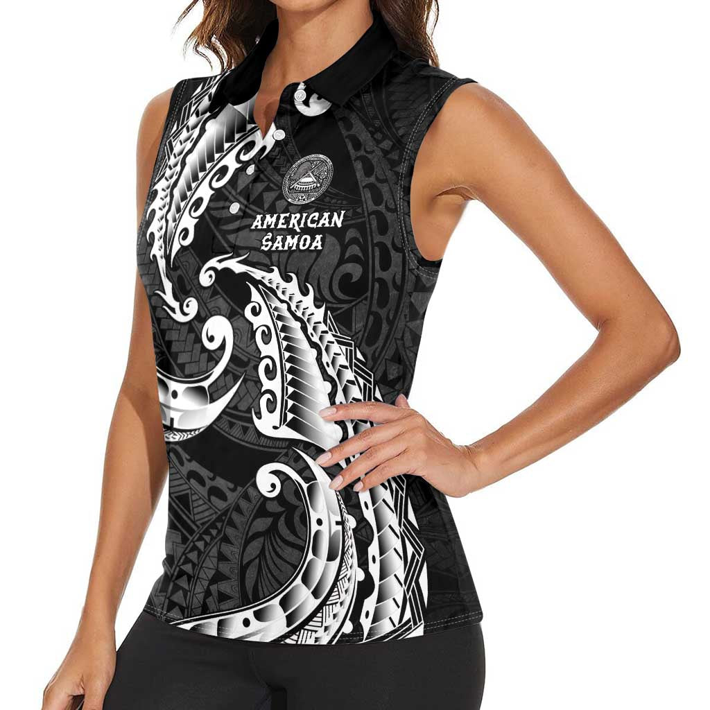 AAPI Heritage Month Women Sleeveless Polo Shirt American Samoa Polynesian Tribal Wave