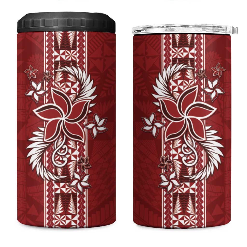 Tonga Language Week 4 in 1 Can Cooler Tumbler Malo e Lelei Kupesi Ngatu Pattern