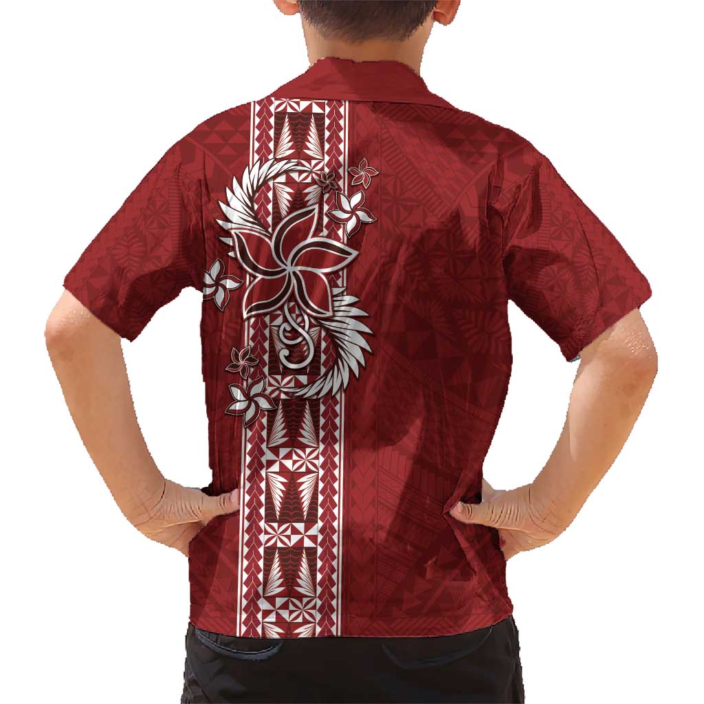 Tonga Language Week Kid Hawaiian Shirt Malo e Lelei Kupesi Ngatu Pattern