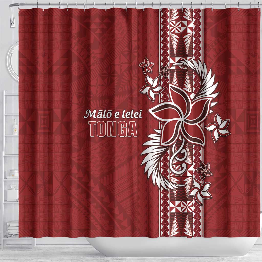 Tonga Language Week Shower Curtain Malo e Lelei Kupesi Ngatu Pattern