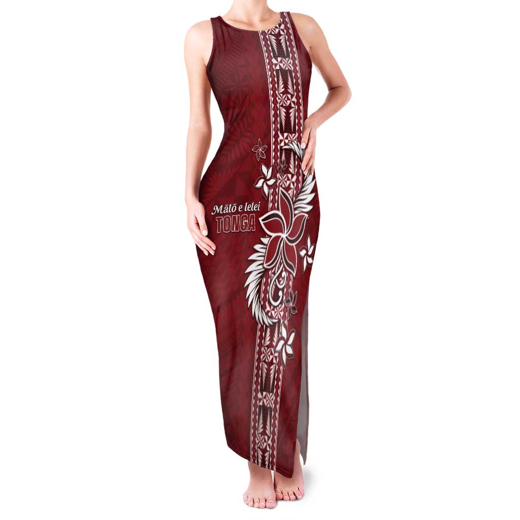 Tonga Language Week Tank Maxi Dress Malo e Lelei Kupesi Ngatu Pattern