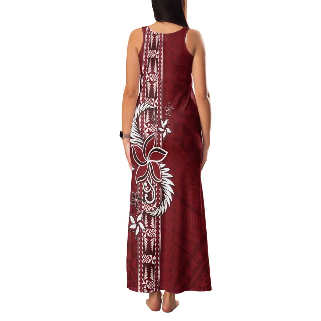 Tonga Language Week Tank Maxi Dress Malo e Lelei Kupesi Ngatu Pattern