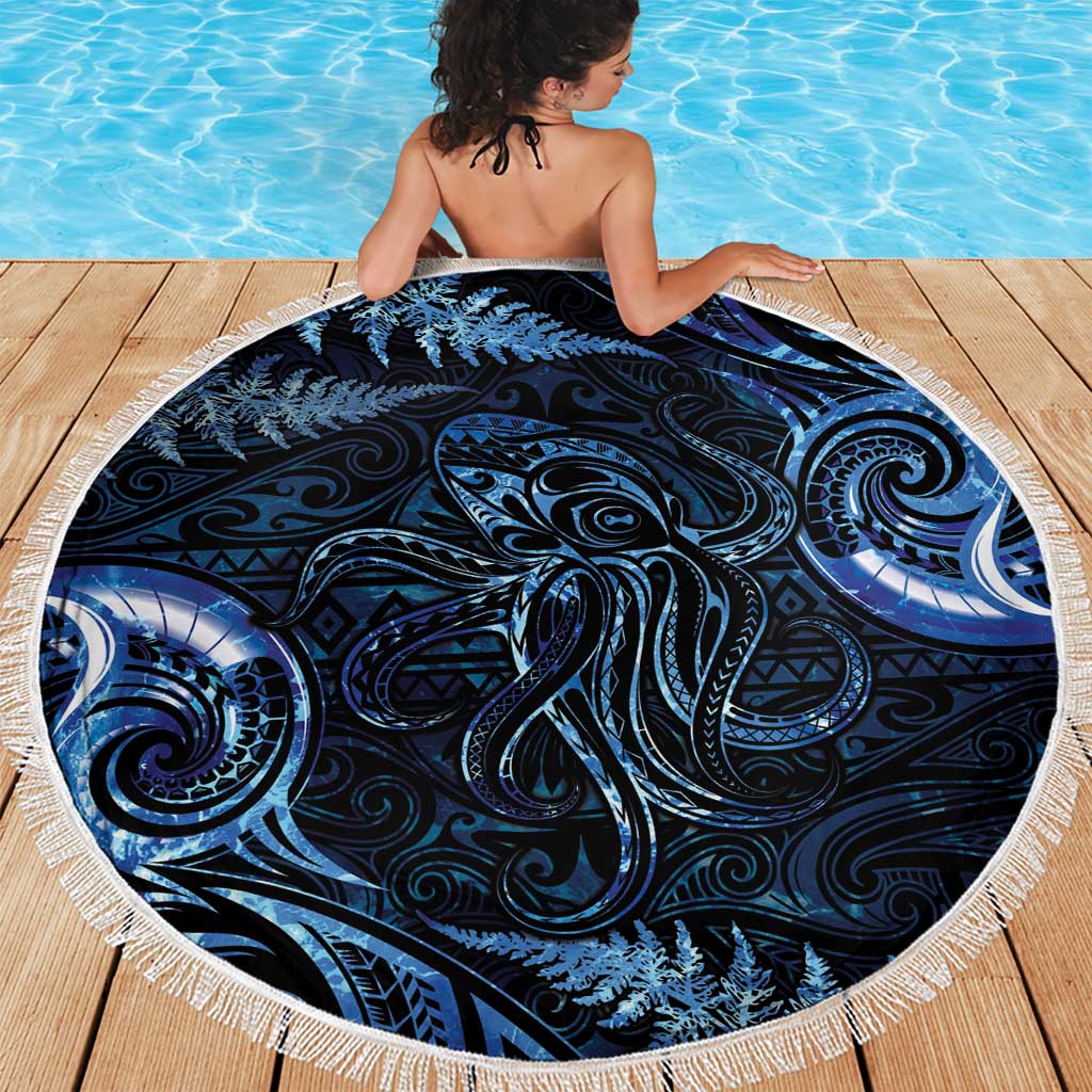 Aotearoa New Zealand Octopus Beach Blanket Silver Fern Maori Pattern
