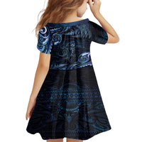 Aotearoa New Zealand Octopus Family Matching Short Sleeve Bodycon Dress and Hawaiian Shirt Silver Fern Maori Pattern LT05 - Polynesian Pride