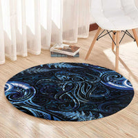 Aotearoa New Zealand Octopus Round Carpet Silver Fern Maori Pattern