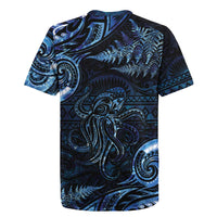 Aotearoa New Zealand Octopus Rugby Jersey Silver Fern Maori Pattern