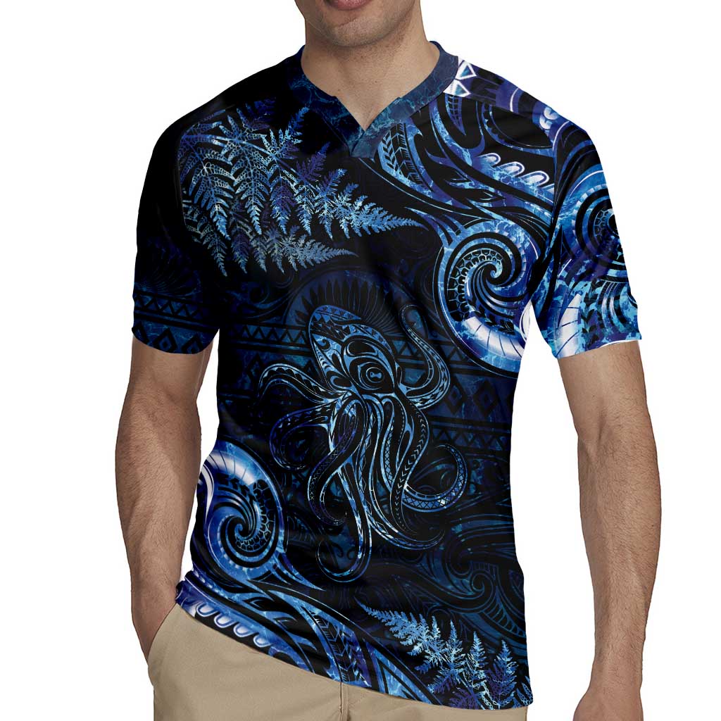 Aotearoa New Zealand Octopus Rugby Jersey Silver Fern Maori Pattern