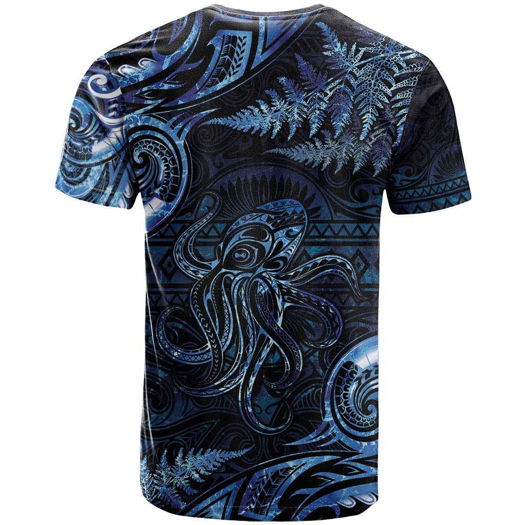 Aotearoa New Zealand Octopus T Shirt Silver Fern Maori Pattern