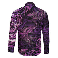 Aotearoa New Zealand Crocodile Family Matching Long Sleeve Bodycon Dress and Hawaiian Shirt Silver Fern Maori Pattern LT05 - Polynesian Pride