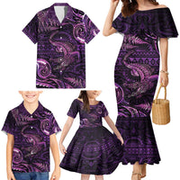 Aotearoa New Zealand Crocodile Family Matching Mermaid Dress and Hawaiian Shirt Silver Fern Maori Pattern LT05 - Polynesian Pride