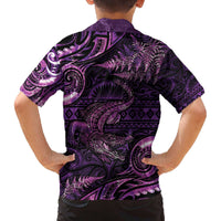 Aotearoa New Zealand Crocodile Family Matching Off Shoulder Short Dress and Hawaiian Shirt Silver Fern Maori Pattern