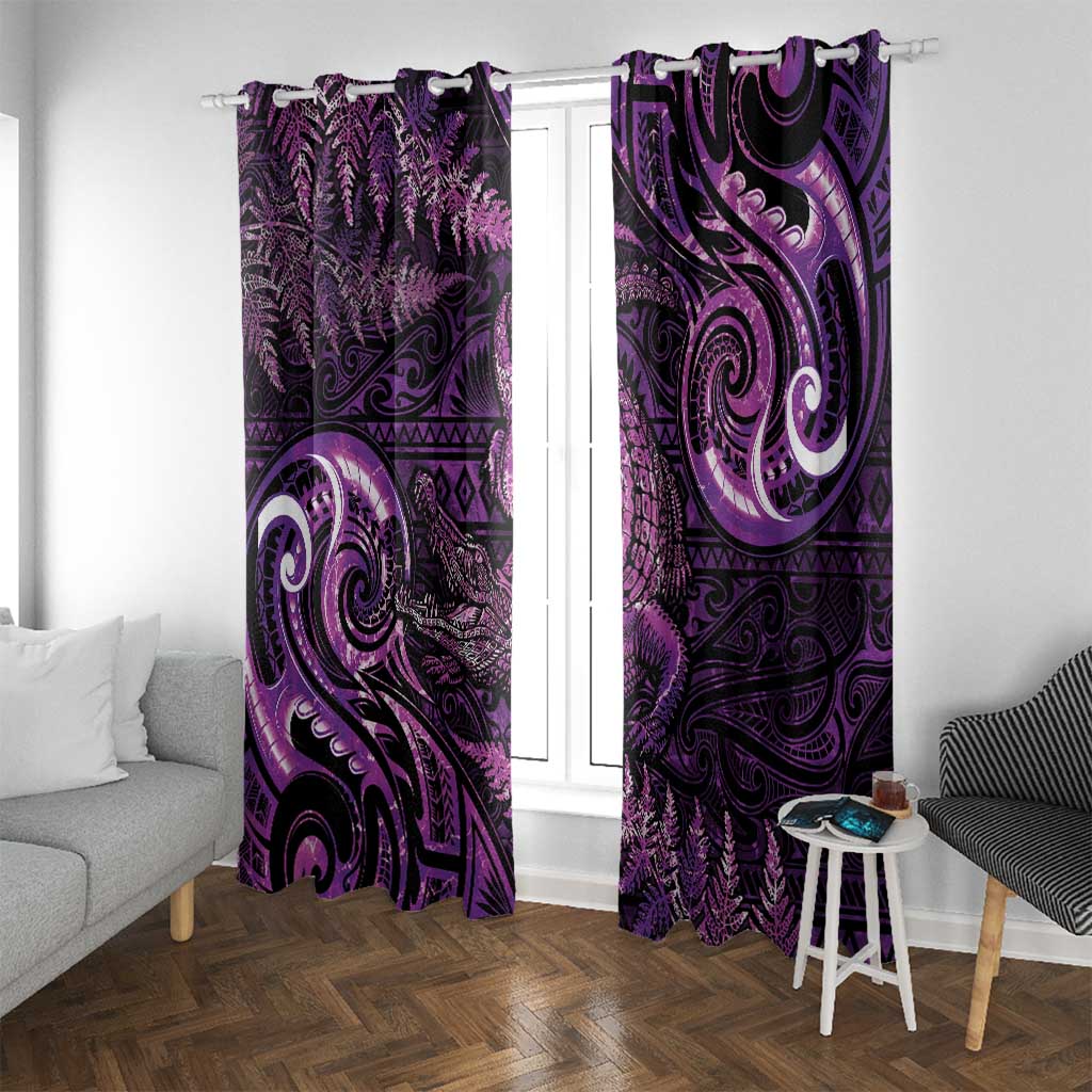 Aotearoa New Zealand Crocodile Window Curtain Silver Fern Maori Pattern