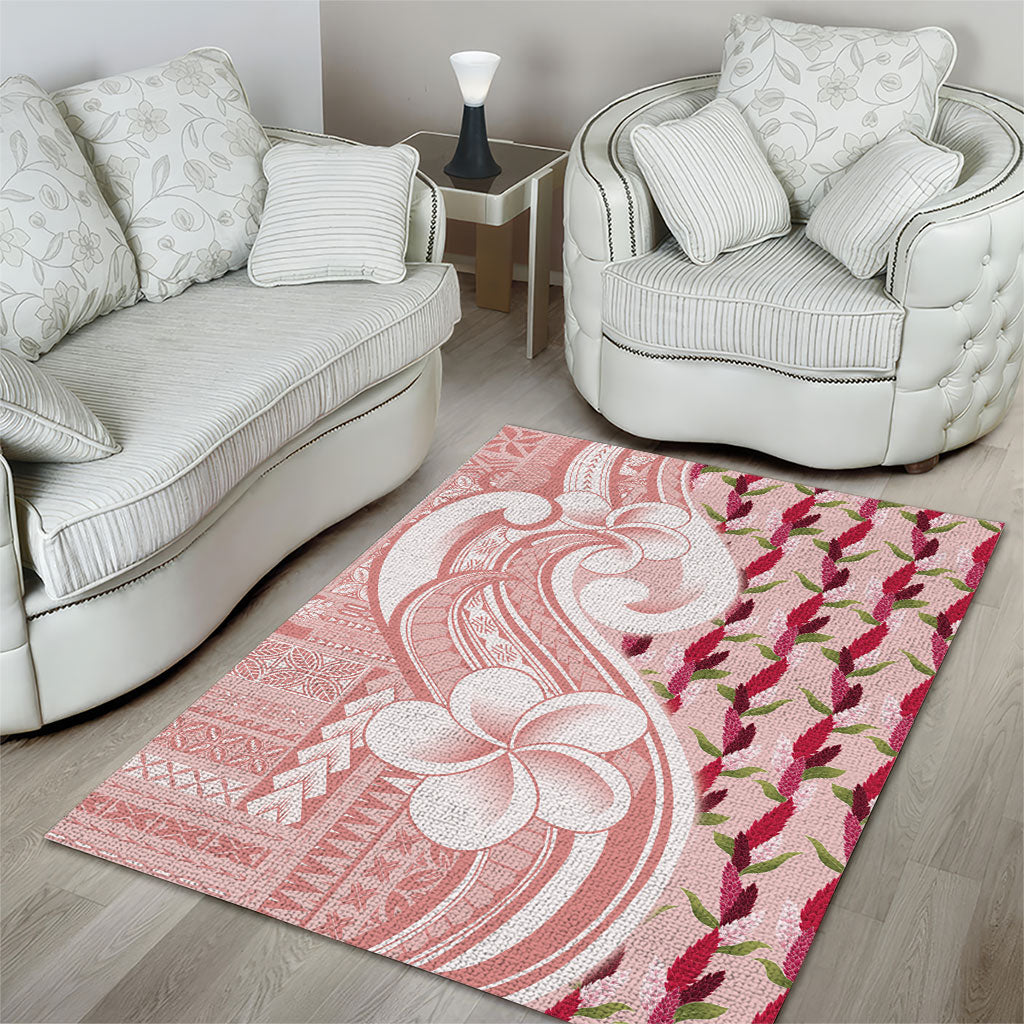 Samoa Teuila Area Rug Pink Samoan Siapo Motifs
