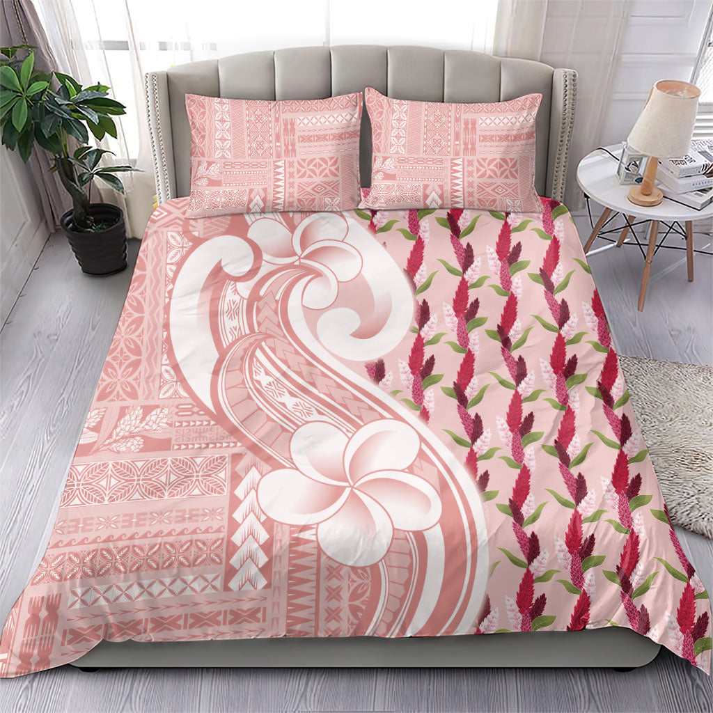 Samoa Teuila Bedding Set Pink Samoan Siapo Motifs