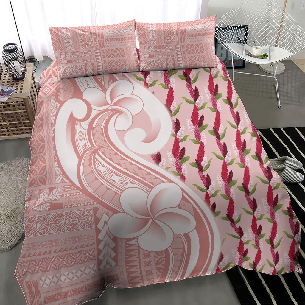 Samoa Teuila Bedding Set Pink Samoan Siapo Motifs