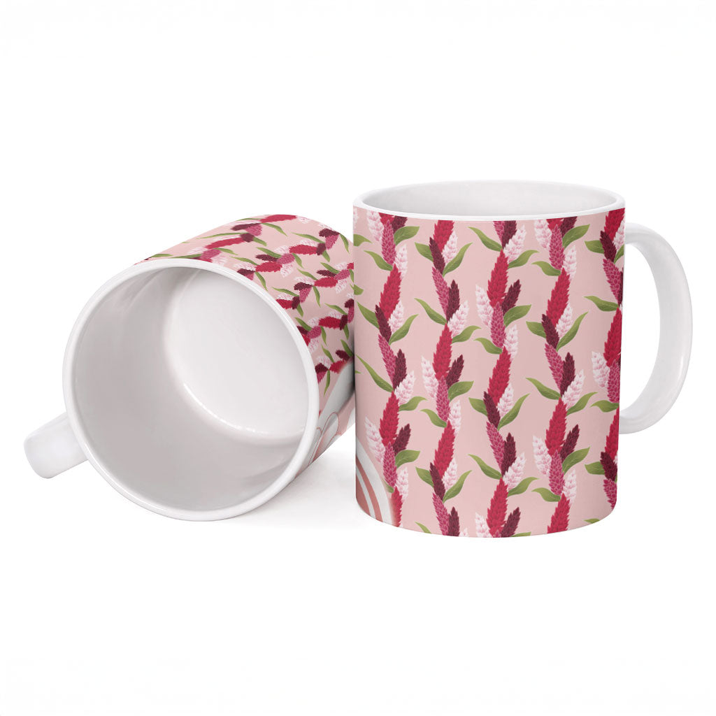Samoa Teuila Ceramic Mug Pink Samoan Siapo Motifs