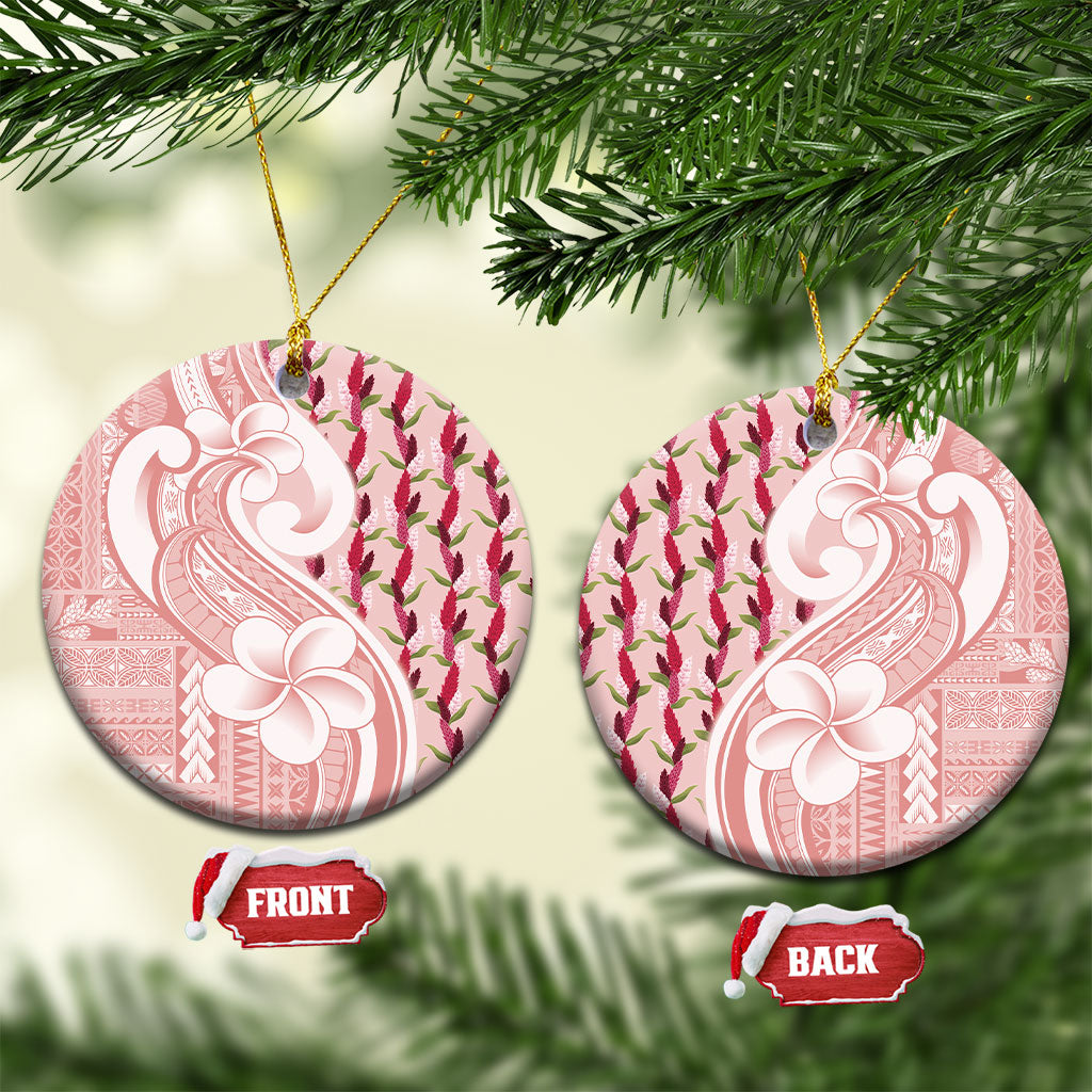 Samoa Teuila Ceramic Ornament Pink Samoan Siapo Motifs LT05 Circle Pink - Polynesian Pride