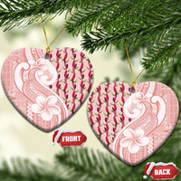 Samoa Teuila Ceramic Ornament Pink Samoan Siapo Motifs LT05 Heart Pink - Polynesian Pride