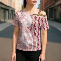 Samoa Teuila Cross Shoulder Shirt Pink Samoan Siapo Motifs