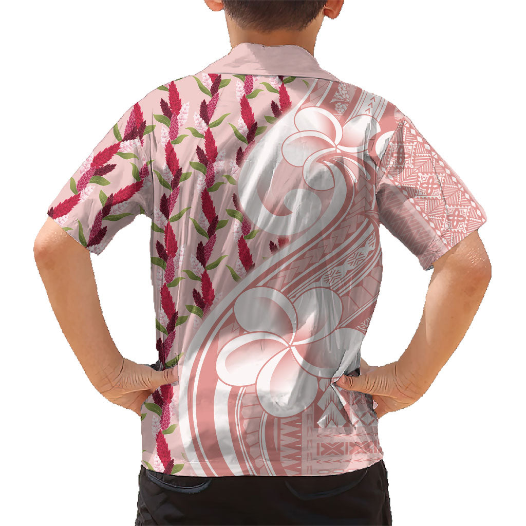 Samoa Teuila Family Matching Long Sleeve Bodycon Dress and Hawaiian Shirt Pink Samoan Siapo Motifs
