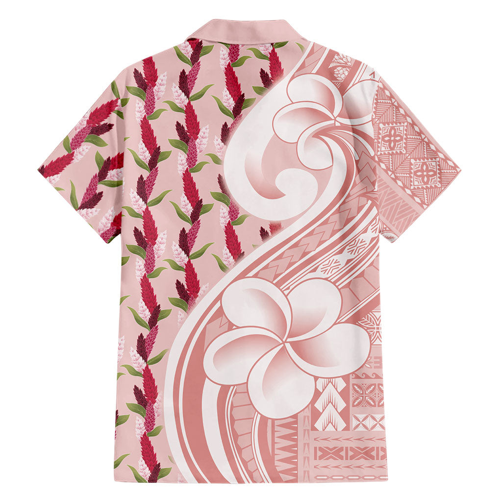 Samoa Teuila Family Matching Off The Shoulder Long Sleeve Dress and Hawaiian Shirt Pink Samoan Siapo Motifs
