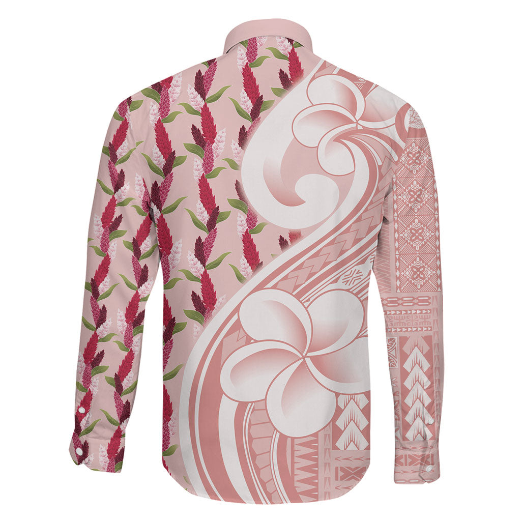Samoa Teuila Family Matching Off Shoulder Short Dress and Hawaiian Shirt Pink Samoan Siapo Motifs