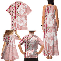 Samoa Teuila Family Matching Tank Maxi Dress and Hawaiian Shirt Pink Samoan Siapo Motifs