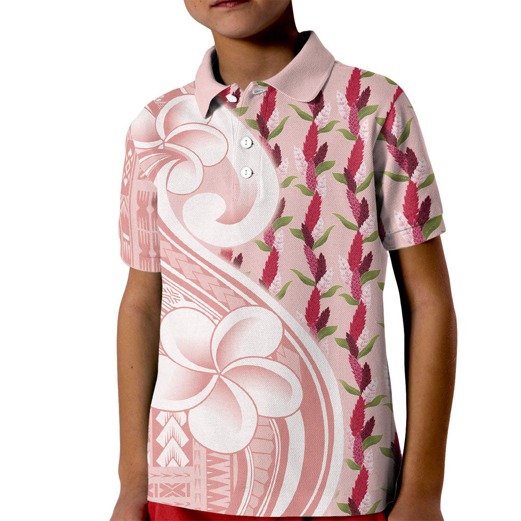 Samoa Teuila Kid Polo Shirt Pink Samoan Siapo Motifs