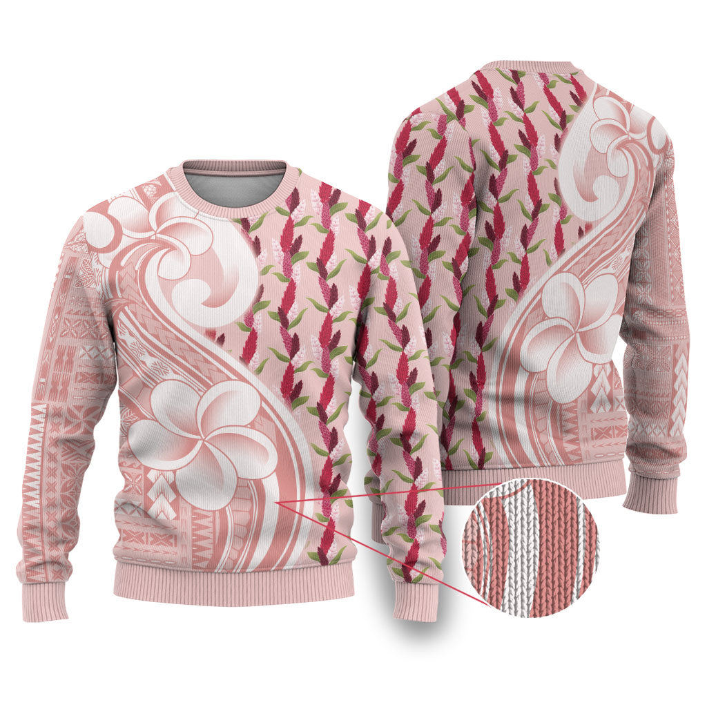 Samoa Teuila Ugly Christmas Sweater Pink Samoan Siapo Motifs LT05 Pink - Polynesian Pride