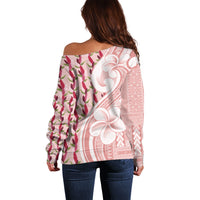 Samoa Teuila Off Shoulder Sweater Pink Samoan Siapo Motifs