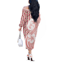 Samoa Teuila Off The Shoulder Long Sleeve Dress Pink Samoan Siapo Motifs
