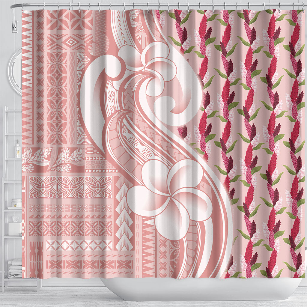 Samoa Teuila Shower Curtain Pink Samoan Siapo Motifs
