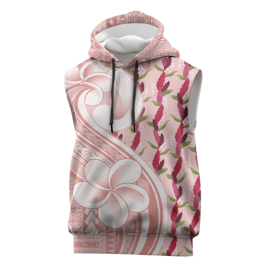 Samoa Teuila Sleeveless Hoodie Pink Samoan Siapo Motifs