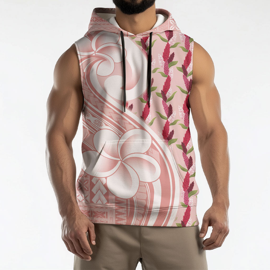 Samoa Teuila Sleeveless Hoodie Pink Samoan Siapo Motifs