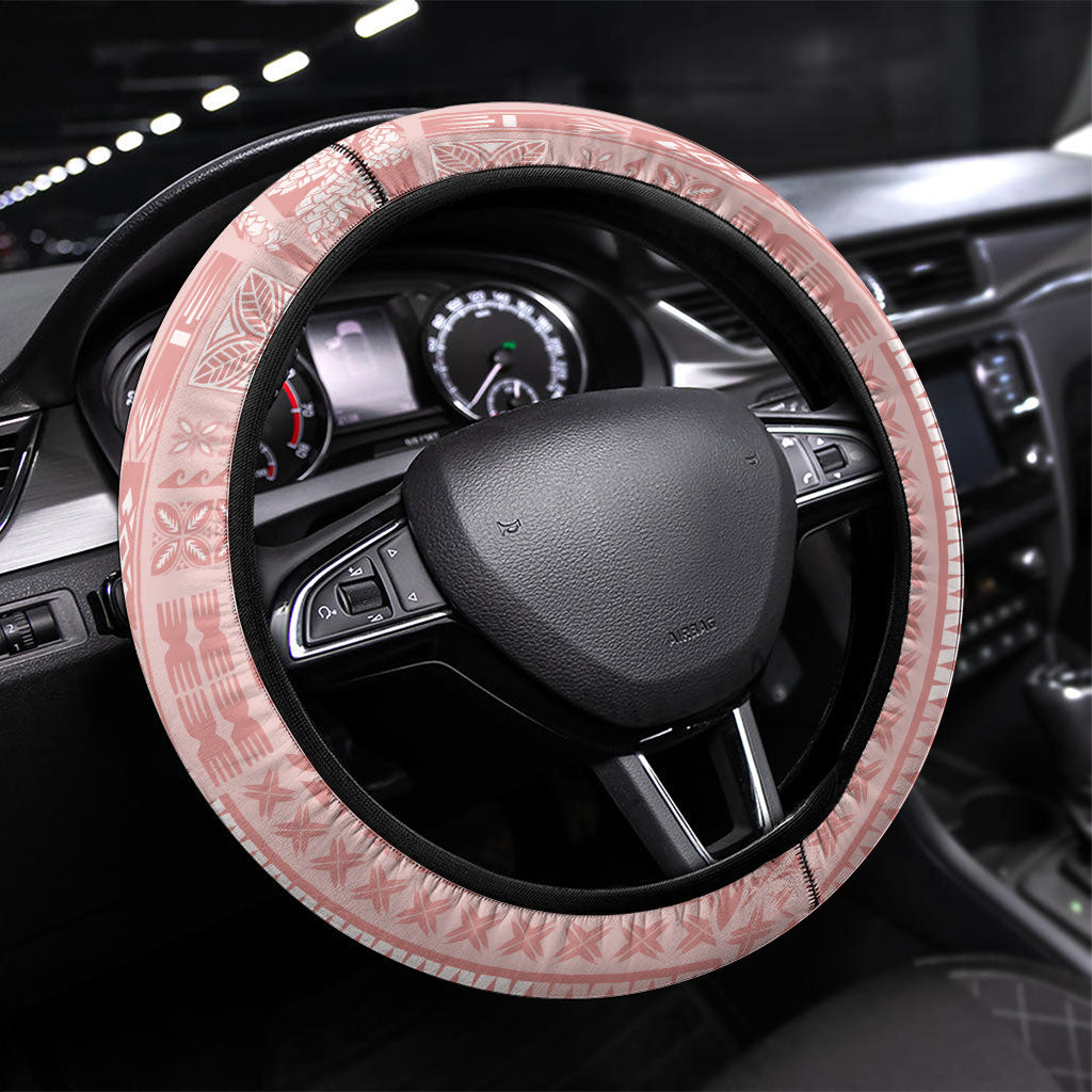 Samoa Teuila Steering Wheel Cover Pink Samoan Siapo Motifs