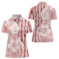 Samoa Teuila Women Polo Shirt Pink Samoan Siapo Motifs