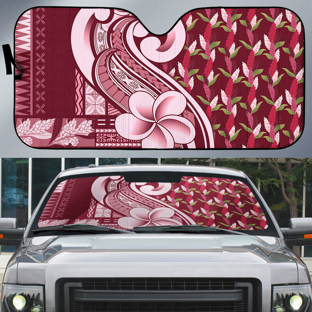 Samoa Teuila Auto Sun Shade Maroon Samoan Siapo Motifs