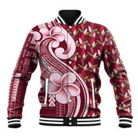 Samoa Teuila Baseball Jacket Maroon Samoan Siapo Motifs