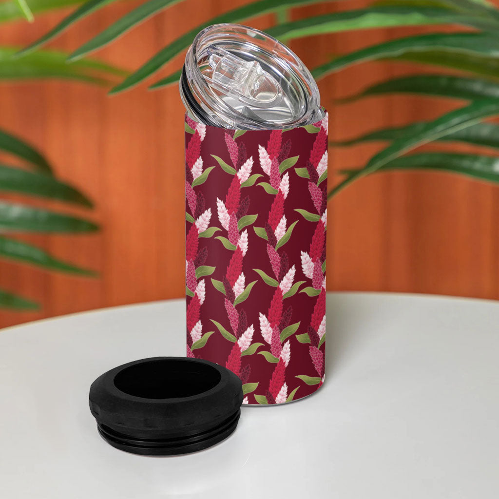 Samoa Teuila 4 in 1 Can Cooler Tumbler Maroon Samoan Siapo Motifs