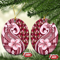 Samoa Teuila Ceramic Ornament Maroon Samoan Siapo Motifs LT05 Oval Maroon - Polynesian Pride