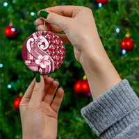 Samoa Teuila Ceramic Ornament Maroon Samoan Siapo Motifs LT05 - Polynesian Pride