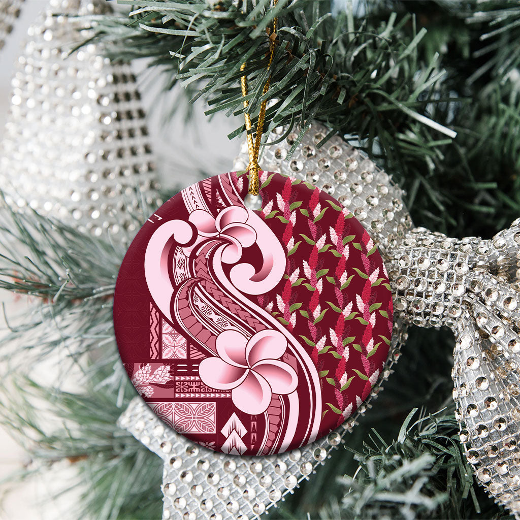 Samoa Teuila Ceramic Ornament Maroon Samoan Siapo Motifs LT05 - Polynesian Pride