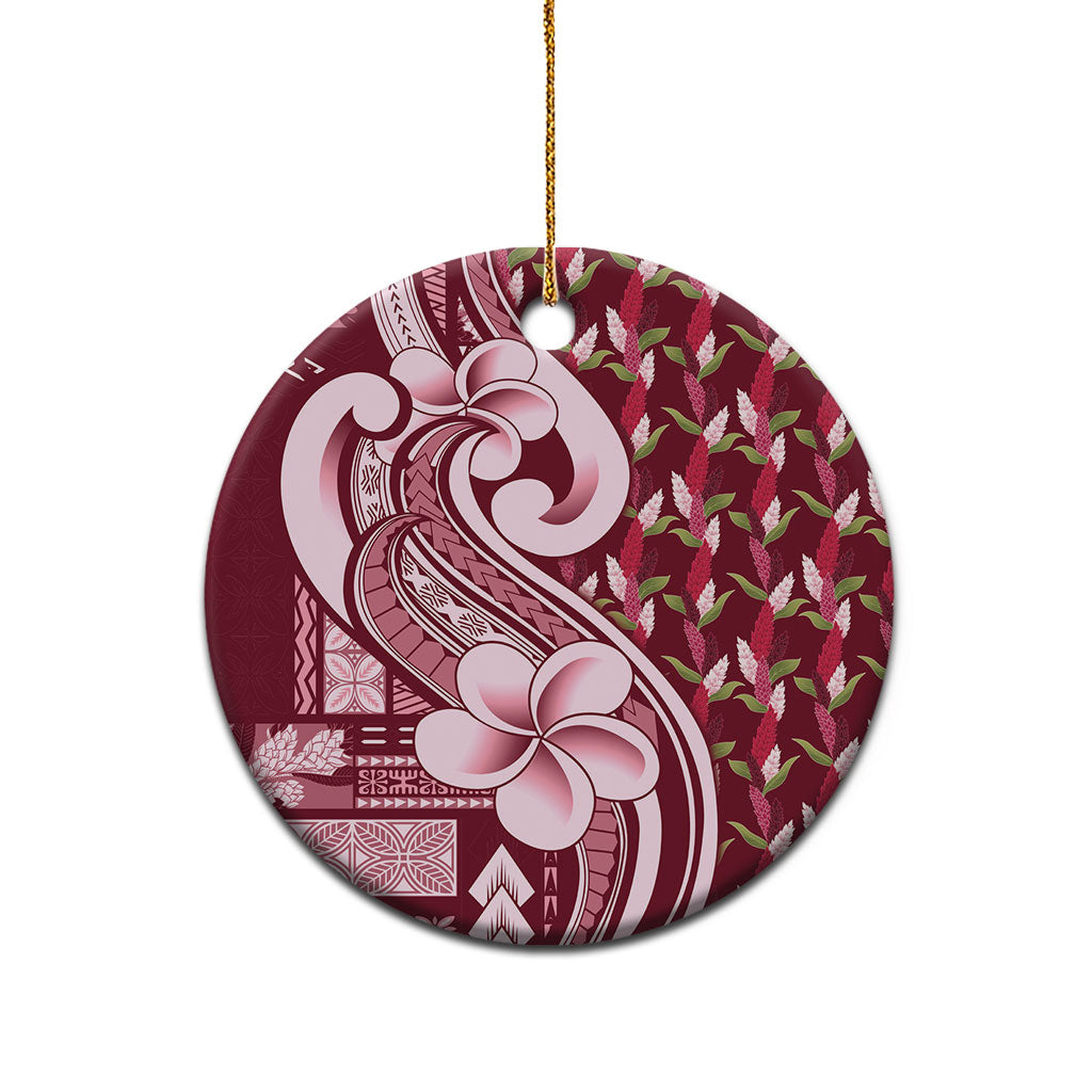 Samoa Teuila Ceramic Ornament Maroon Samoan Siapo Motifs LT05 - Polynesian Pride
