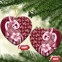 Samoa Teuila Ceramic Ornament Maroon Samoan Siapo Motifs LT05 Heart Maroon - Polynesian Pride