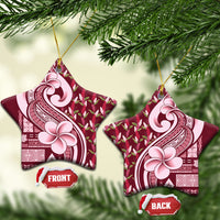 Samoa Teuila Ceramic Ornament Maroon Samoan Siapo Motifs LT05 Star Maroon - Polynesian Pride
