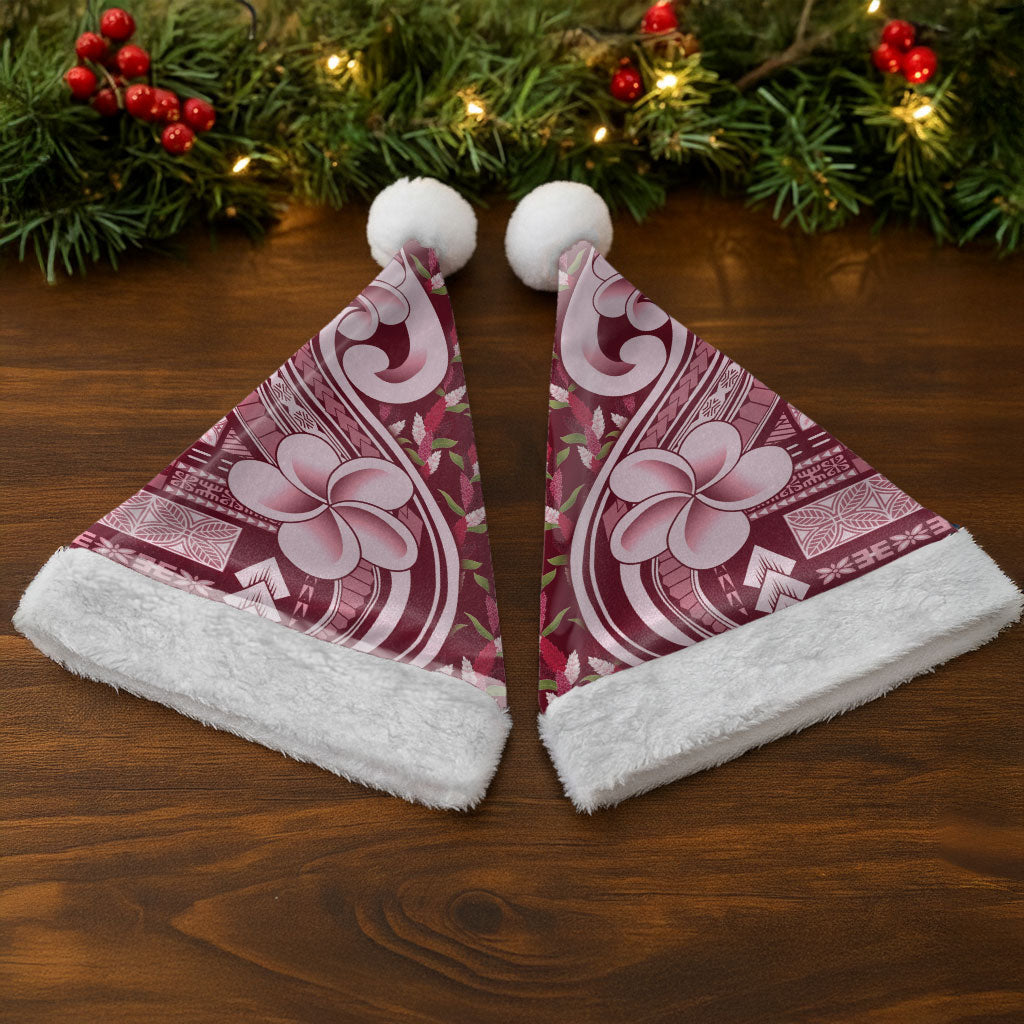 Samoa Teuila Christmas Santa Hat Maroon Samoan Siapo Motifs LT05 - Polynesian Pride